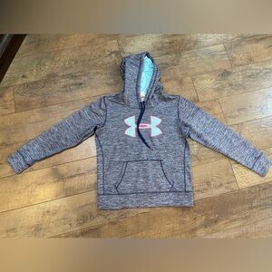 Under Armour Woman’s Heathered Gray Hoodie with Pink and teal Accent